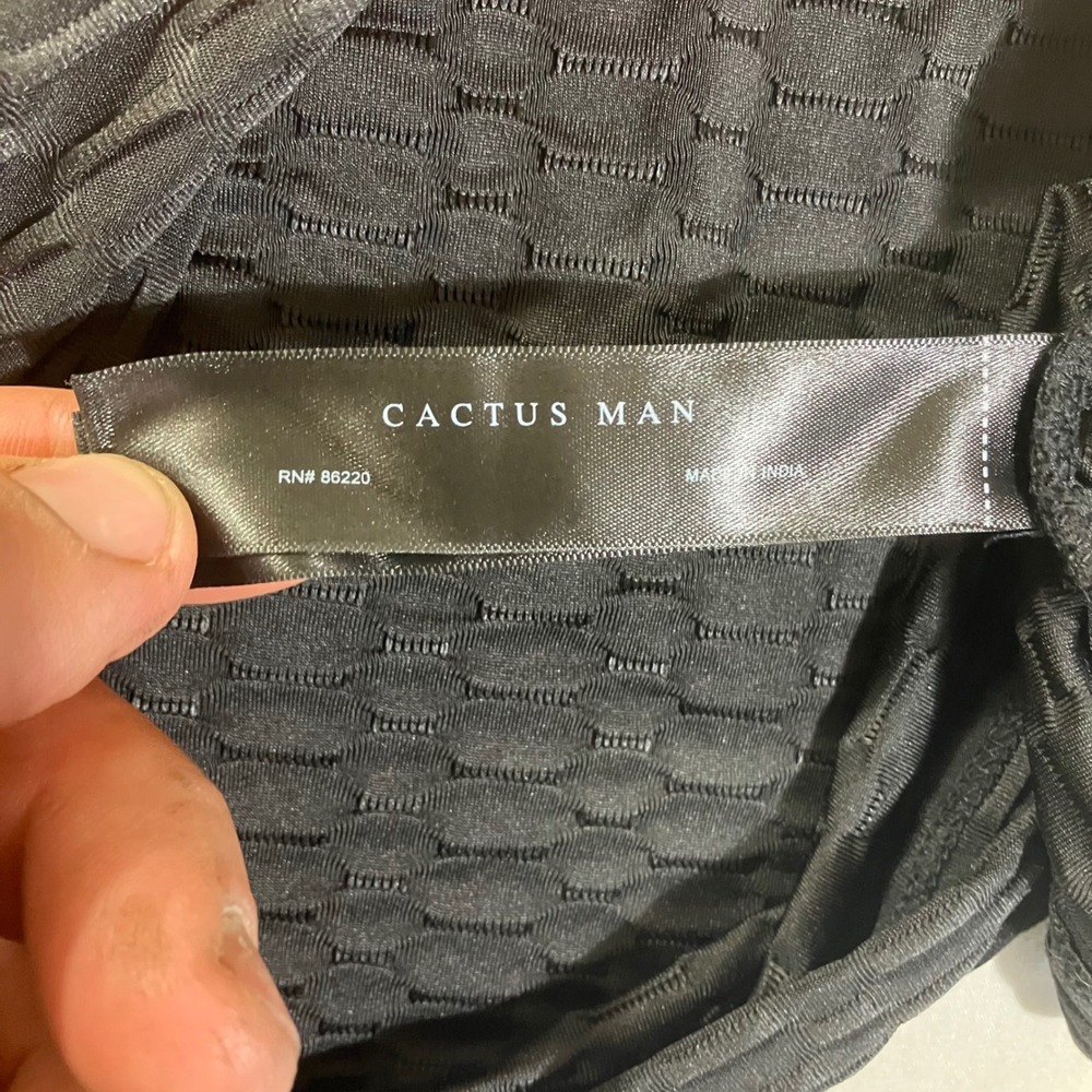 Cactus Man Ricky Singh Mens Black Textured Waffle Button Up Shirt Size Large - Picture 5 of 8